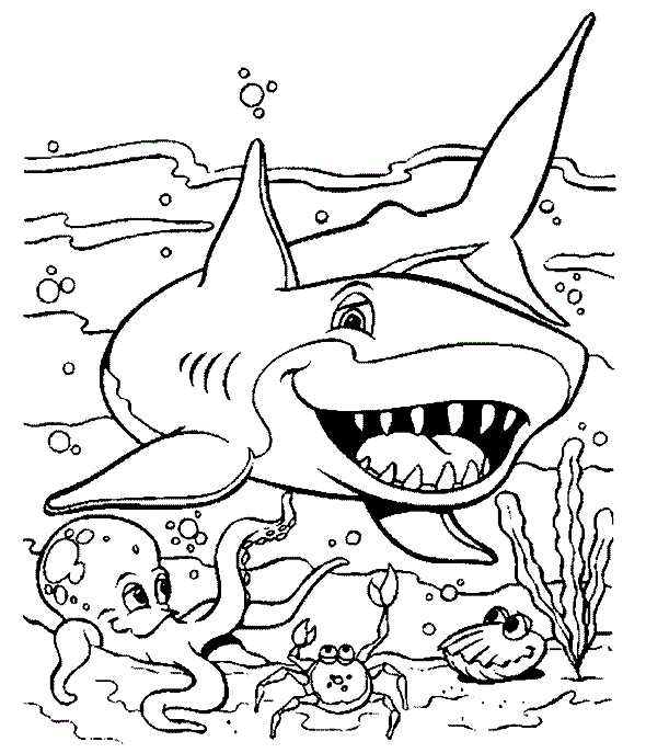 Shark Smiling Coloring Page