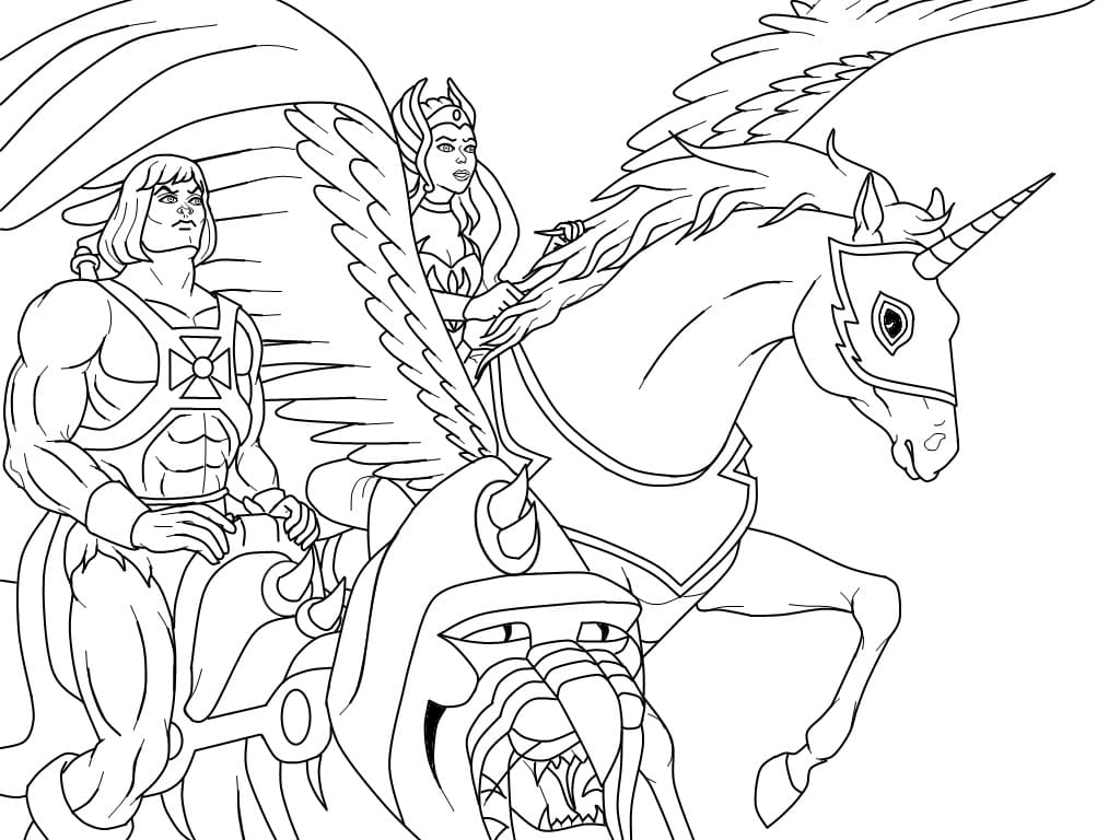 She-Ra and He-Man Coloring Page