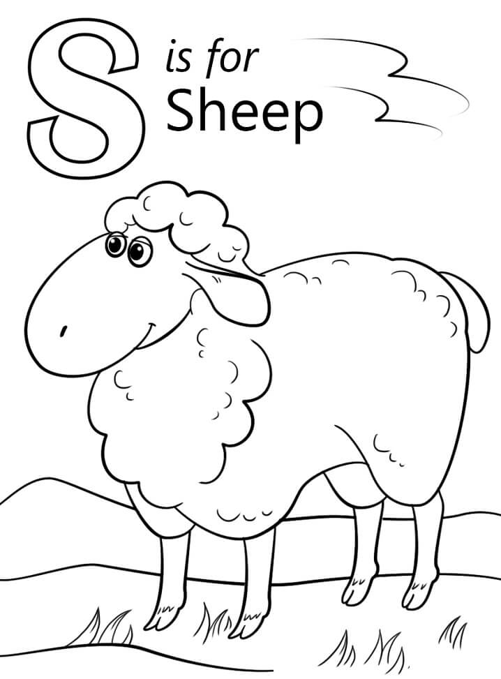 Sheep Letter S Coloring Page