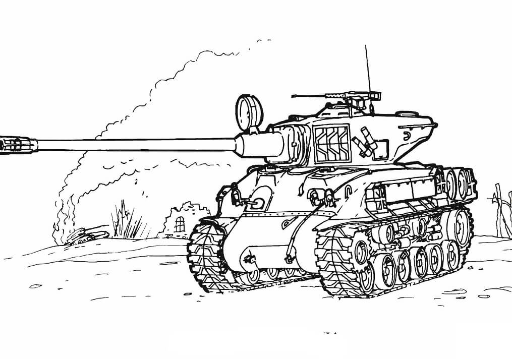 Sherman M-51 Tank Coloring Page
