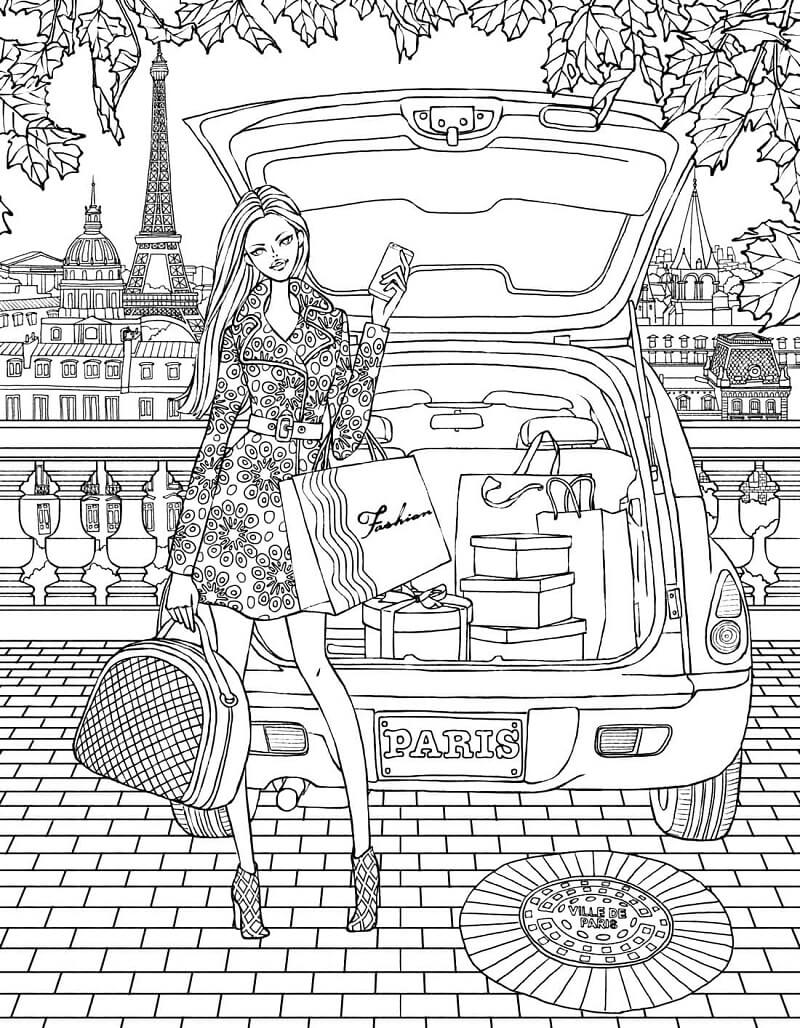Shopping in Paris Cool Coloring Page