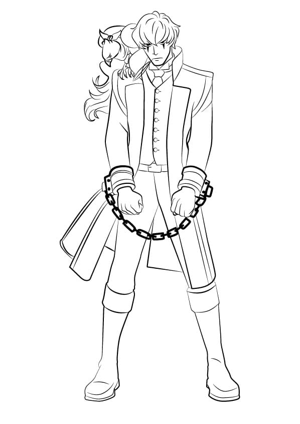 Simon Blackquill from Ace Attorney Coloring Page