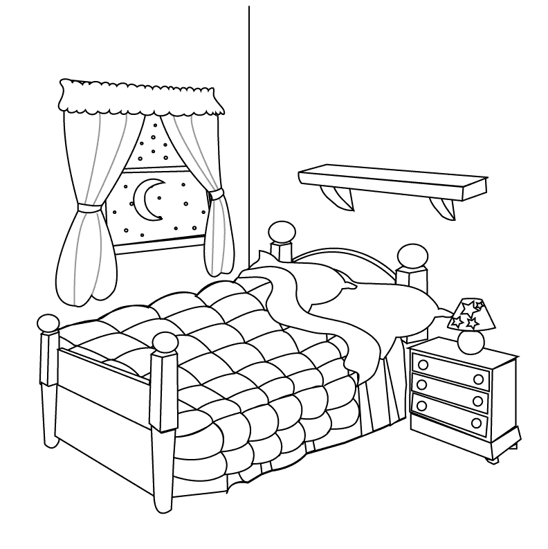 Simple Bedroom Coloring Page