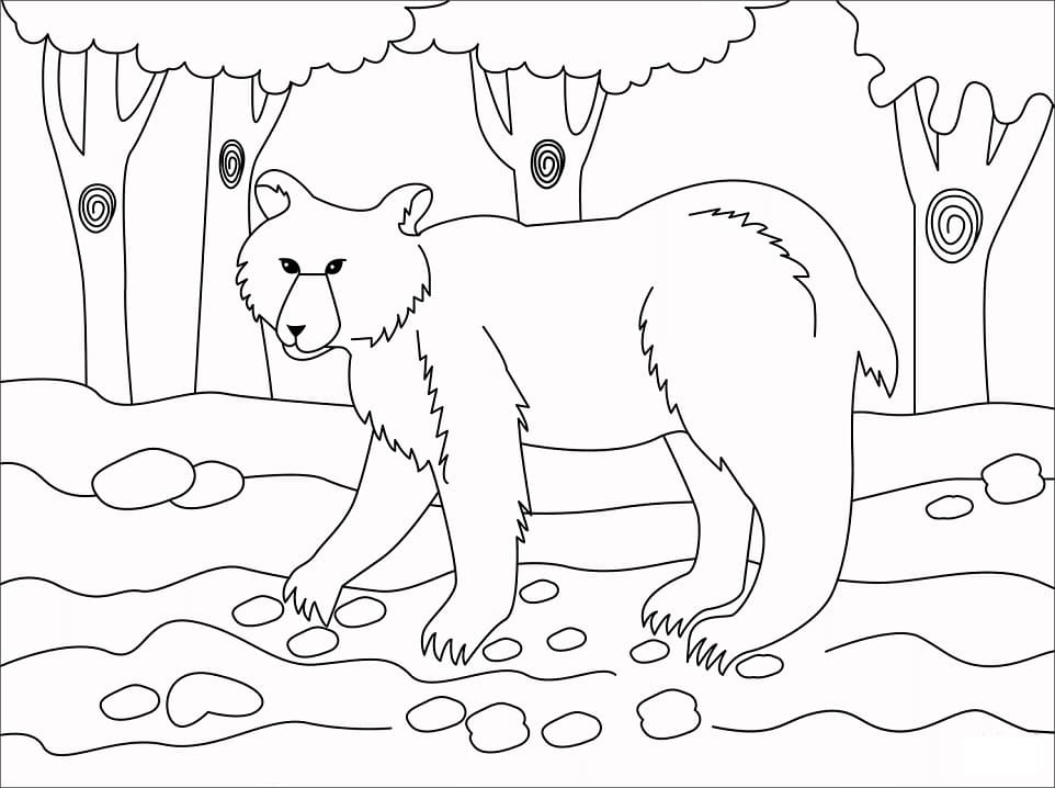 Simple Brown Bear Coloring Page