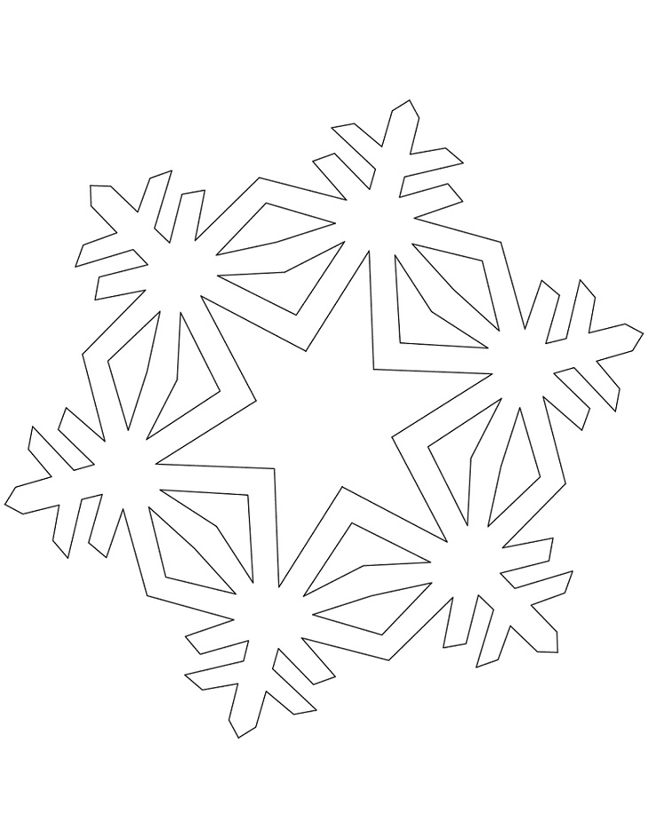 Simple Crystal Snowflake Coloring Page