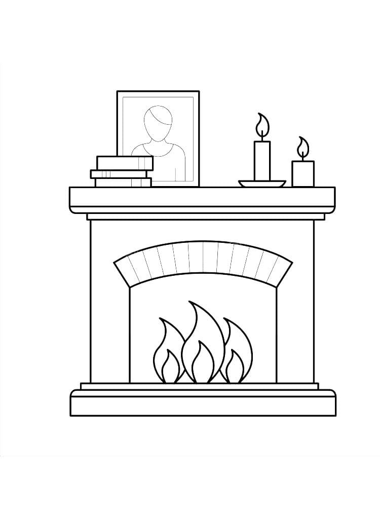 Simple Fireplace Coloring Page