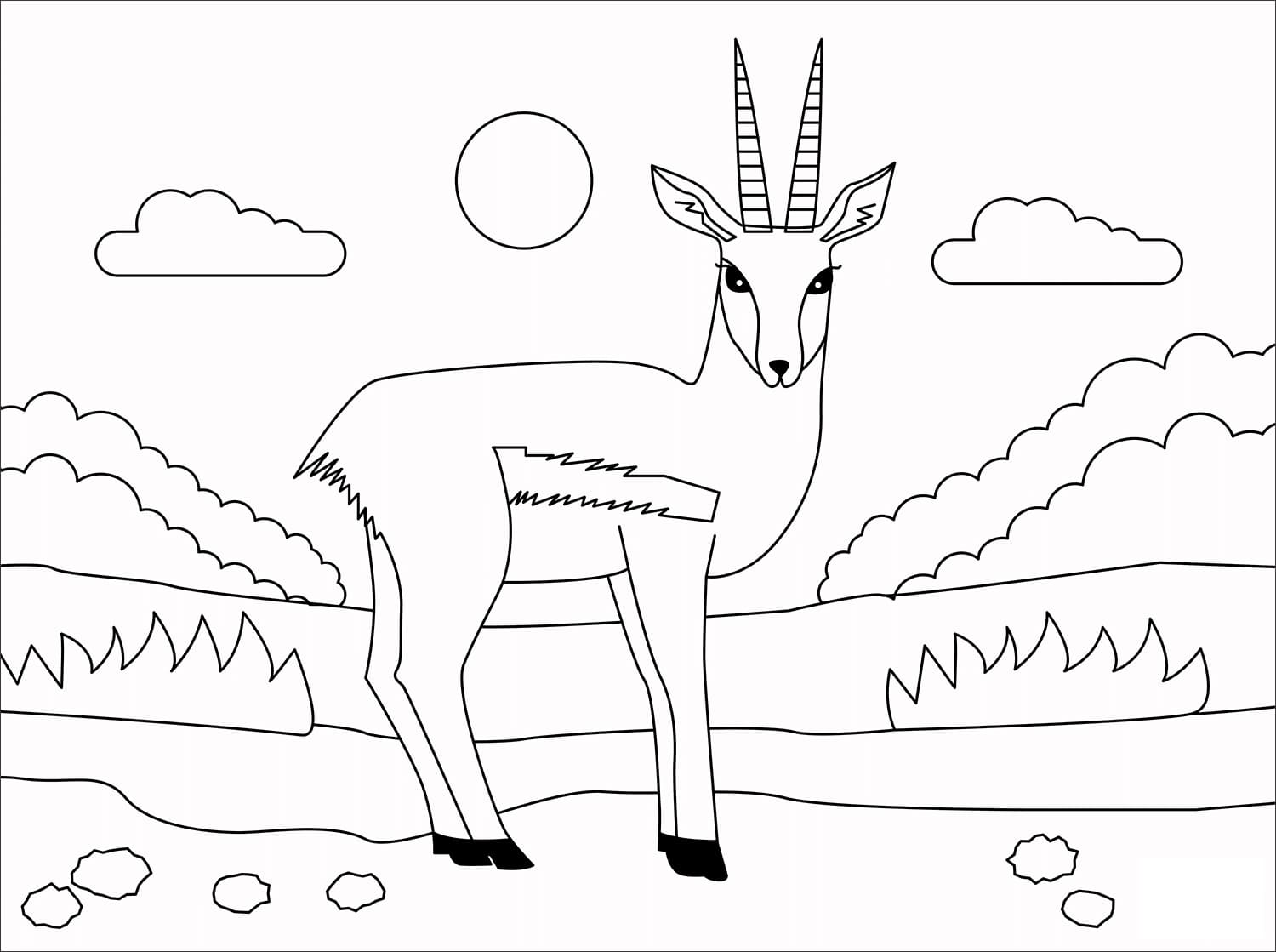 Simple Gazelle Coloring Page