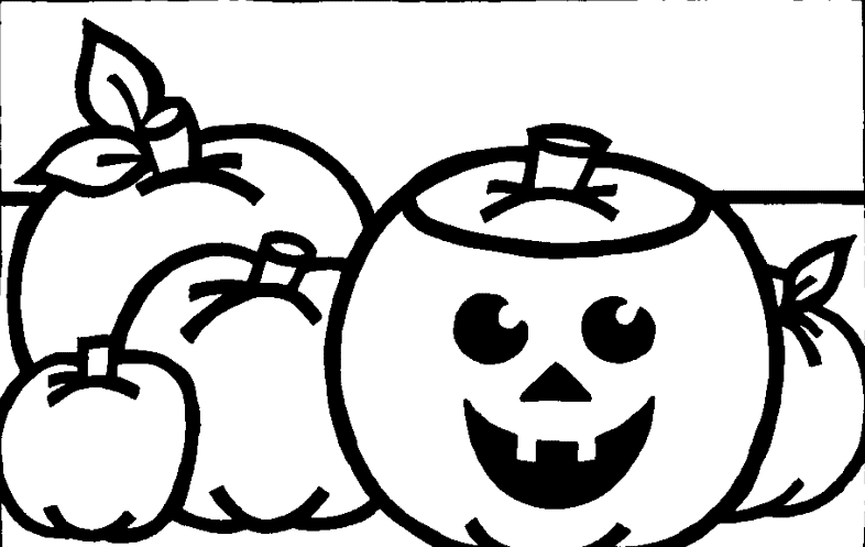 Simple Halloween Pumpkin For Kids Coloring Page
