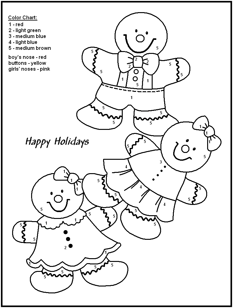 Simple Holiday Color by Number Kindergarten Coloring Page