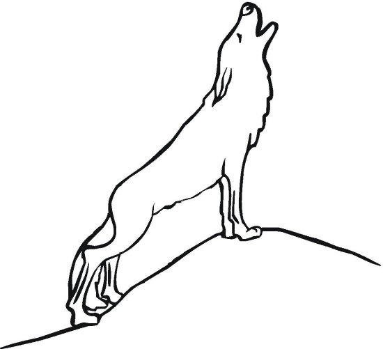 Simple Howling Wolf Coloring Page