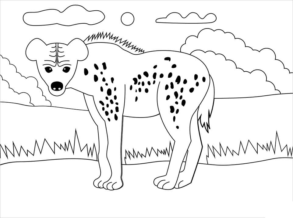 Simple Hyena Coloring Page
