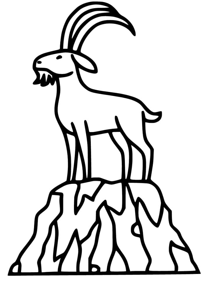 Simple Ibex Coloring Page