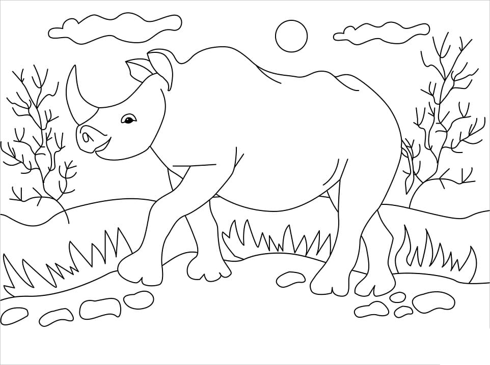 Simple Rhino Coloring Page