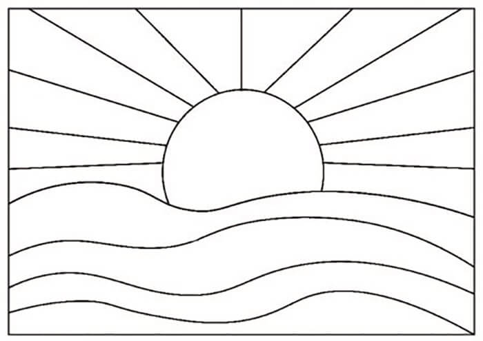Simple Sunset Image Coloring Page