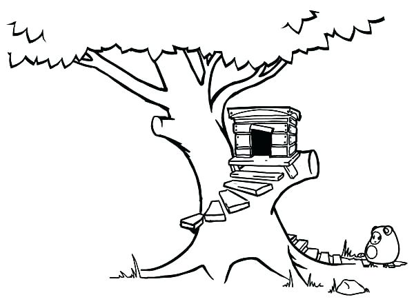 Simple Tree House Coloring Page