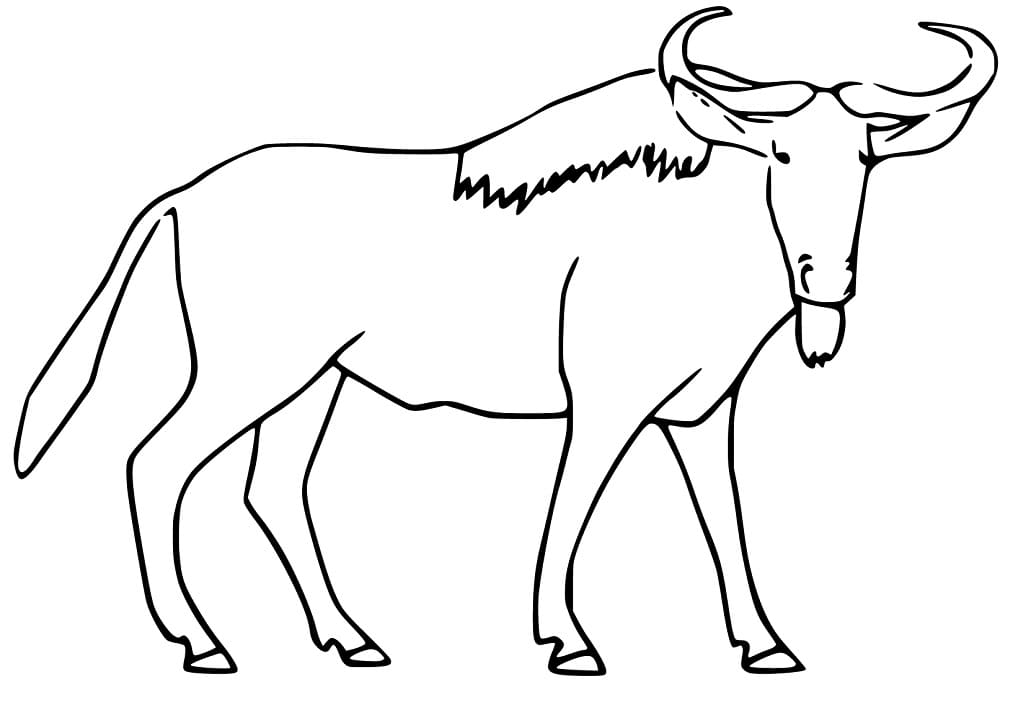 Simple Wildebeest Coloring Page