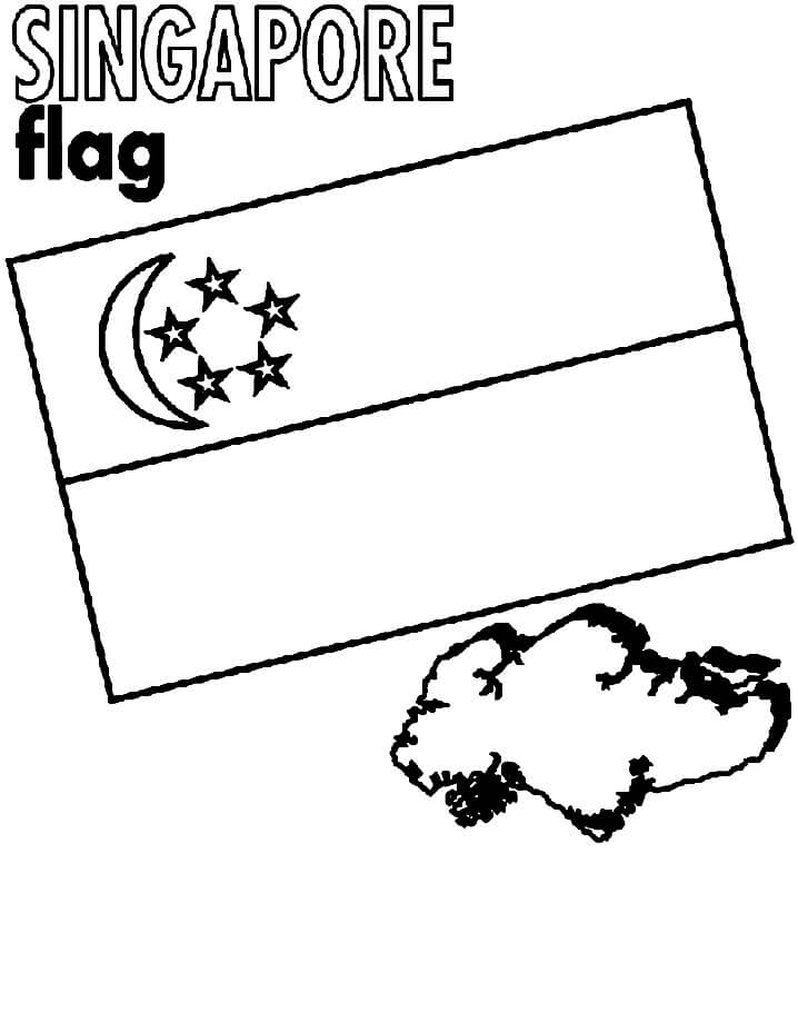 Singapore Flag and Map
