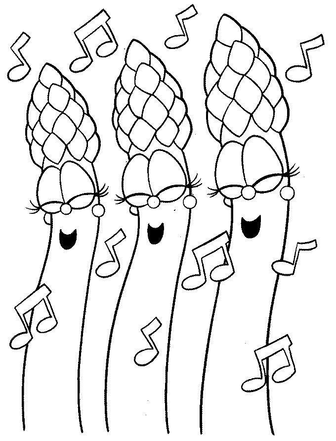 Singing Asparagus Vegetables Coloring Page