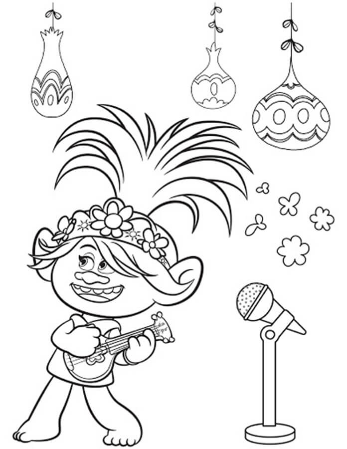 Singing with Poppy Coloring Page