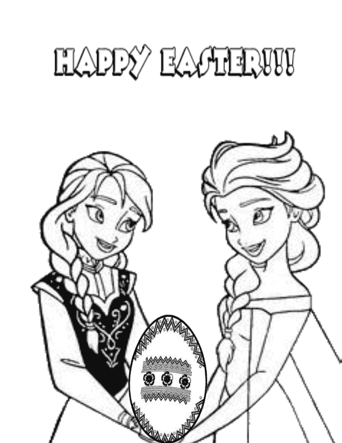 Sisters Elsa And Anna Easter Egg Coloring Page
