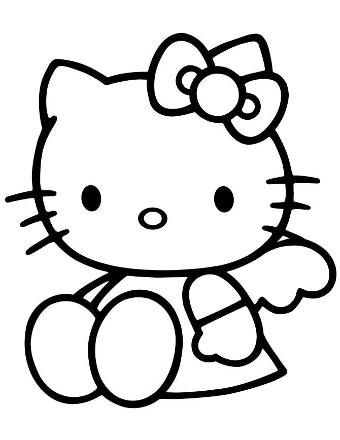 Sitting Hello Kitty With Wings Coloring Page
