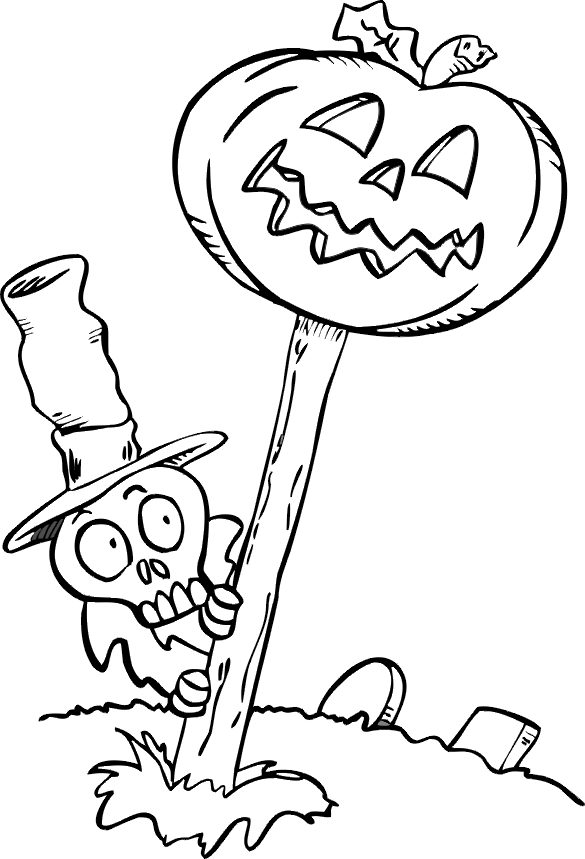 Skeleton Pumpkin Printable For Halloween Coloring Page