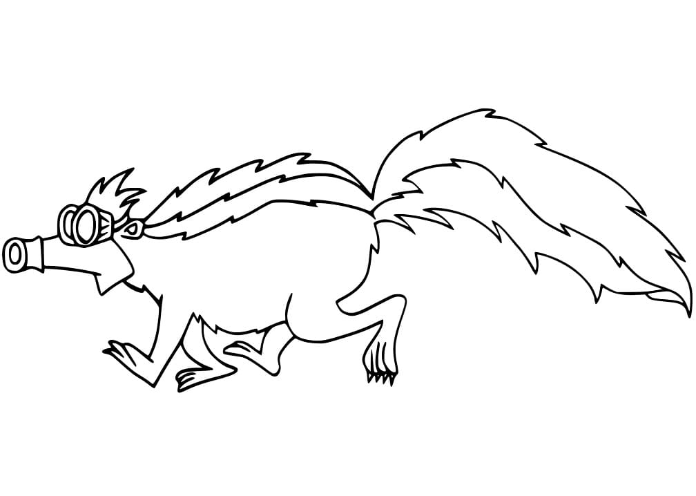 Skunk with Gas Mask Coloring Page