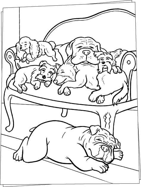 Sleeping Dogs On Sofa Animal Coloring Pagesb46c Coloring Page