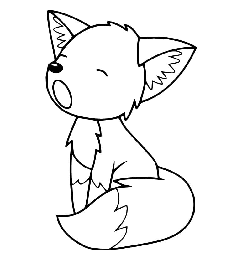 Sleepy Cute Fox Coloring Page
