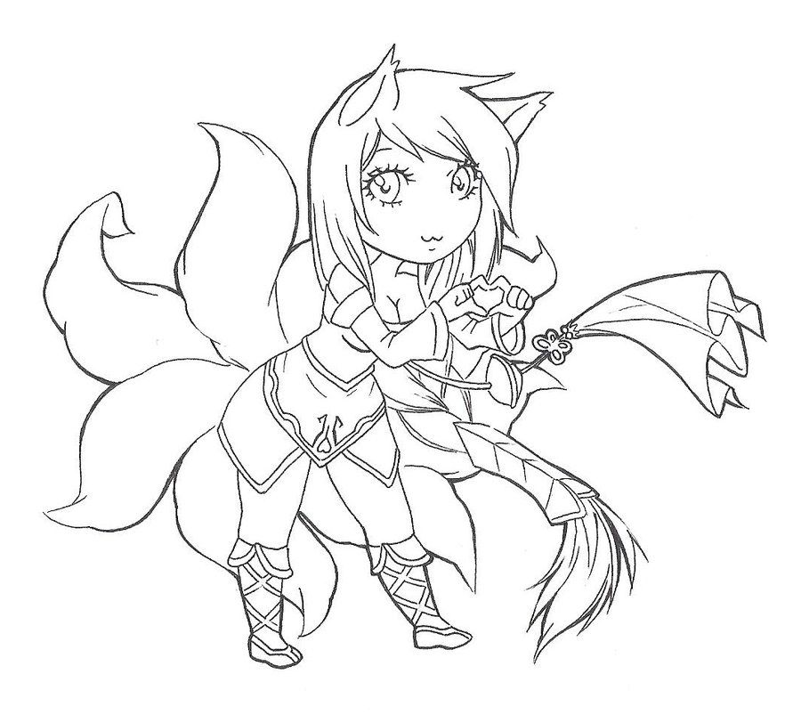 Small Ahri Coloring Page