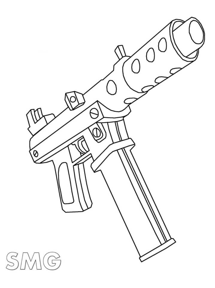 SMG Gun Coloring Page