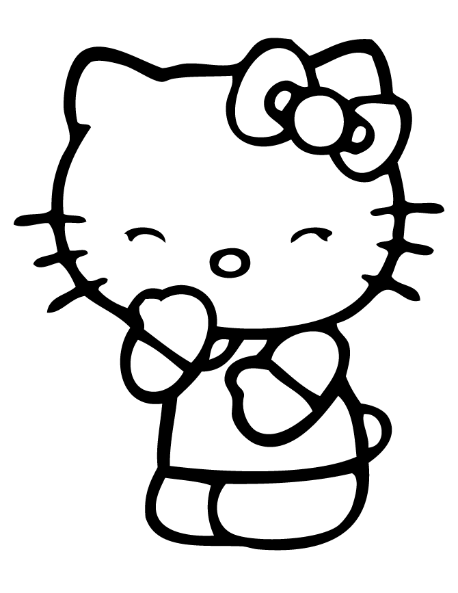Smiling Hello Kitty With Eyes Closed Coloring Page