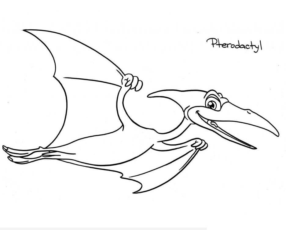 Smiling Pterodactyl Coloring Page
