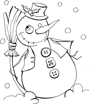 Smiling Snowman Winter Coloring Page