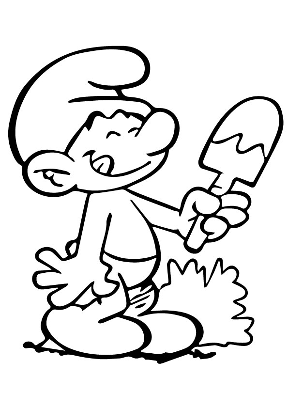 Smurf Eating Ice Cream Coloring Page