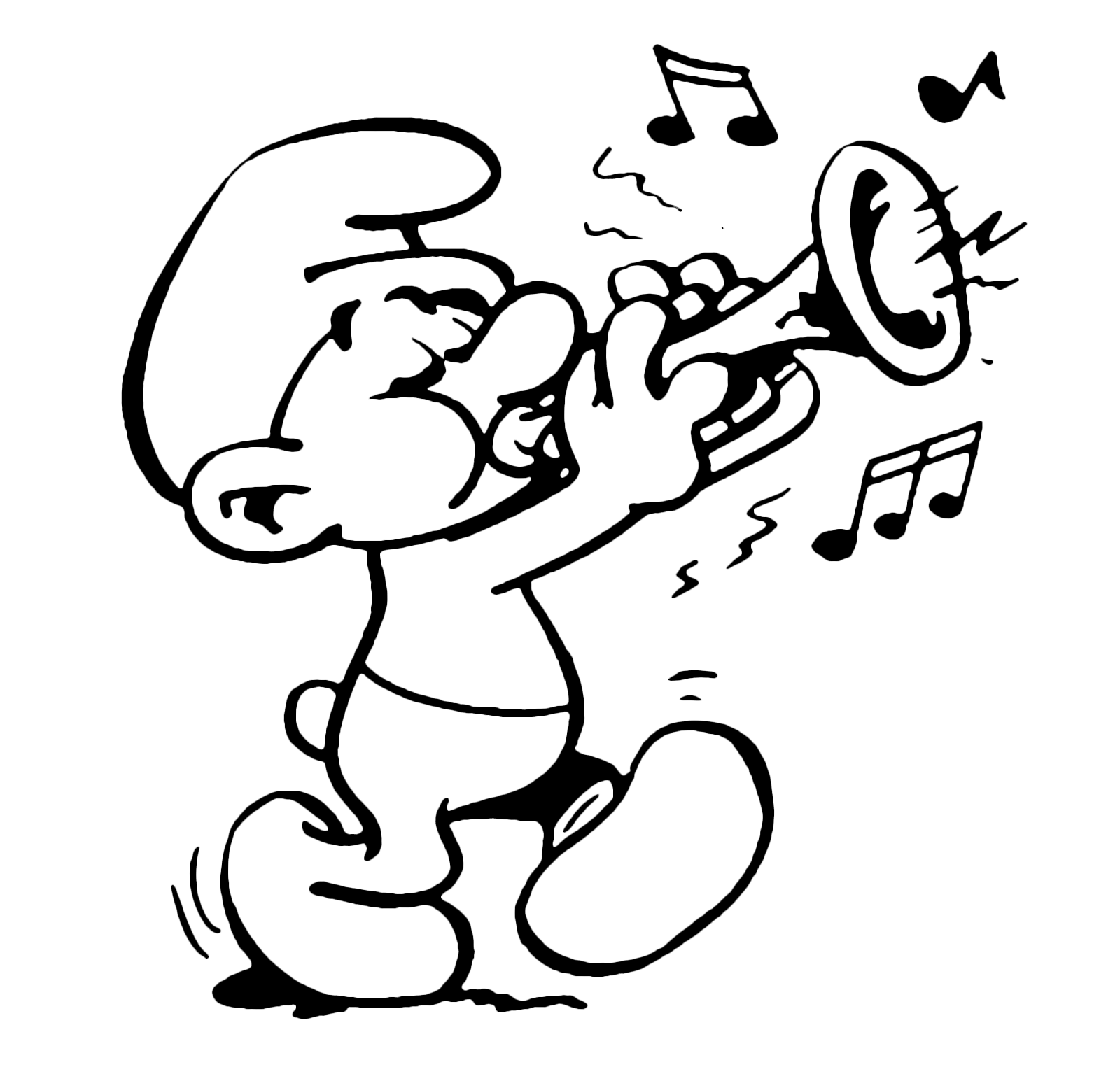 Smurf Playing Trumpet Coloring Page