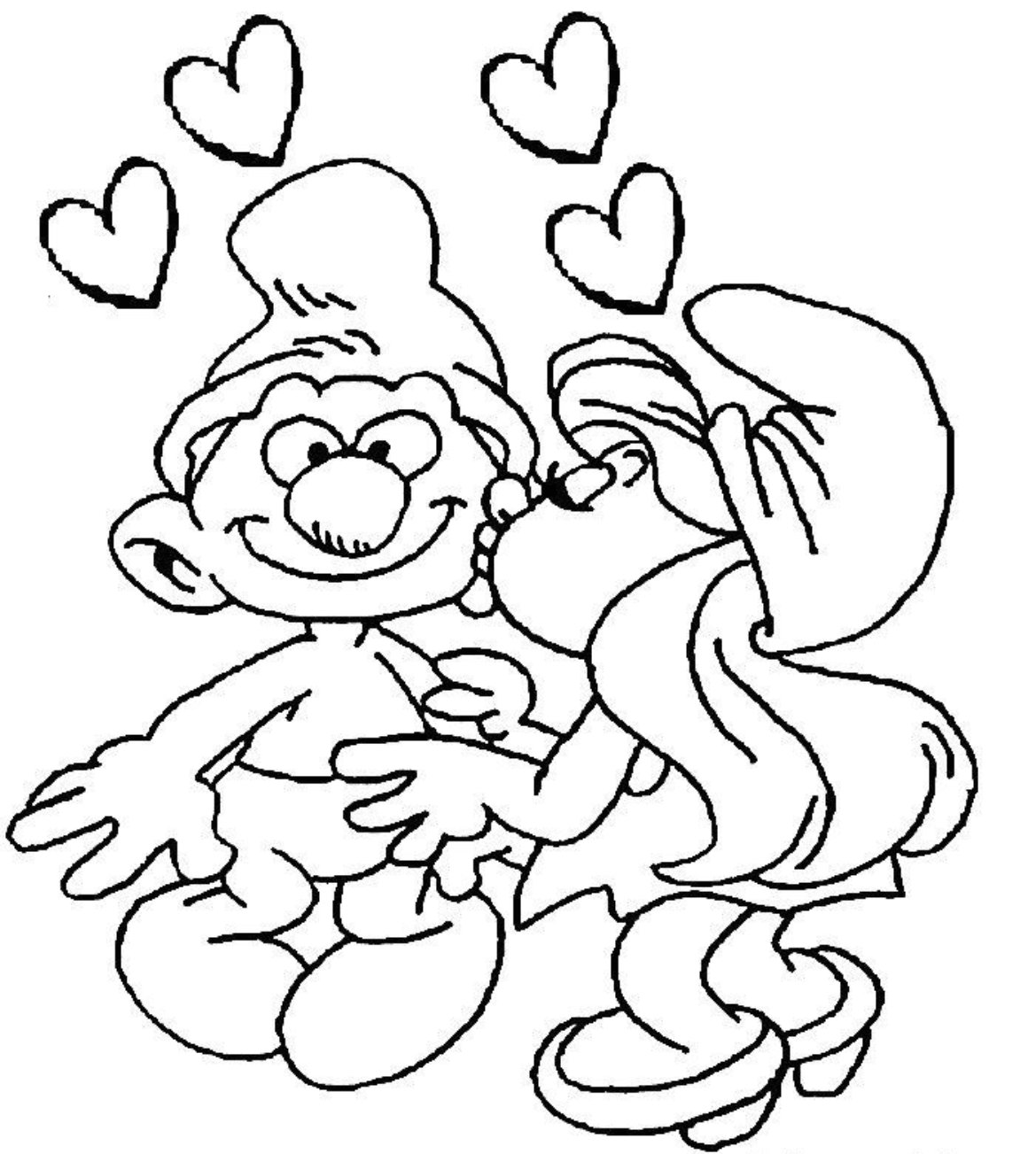 Smurf Valentine Coloring Page