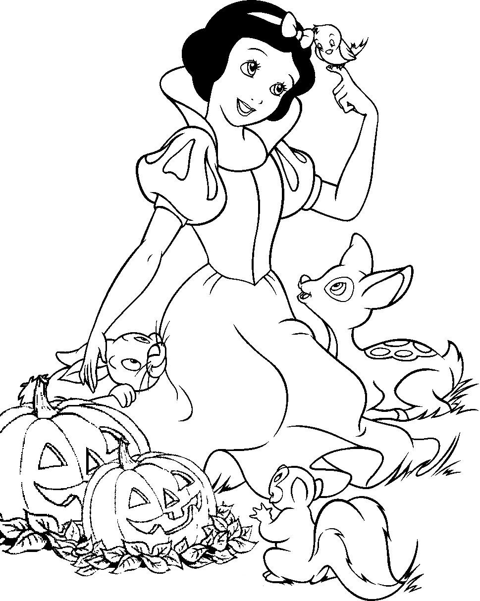 Snow White Free Printable Halloween Coloring Page