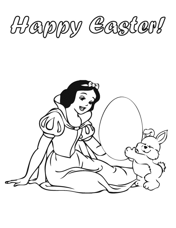 Snow White Happy Easter Coloring Page