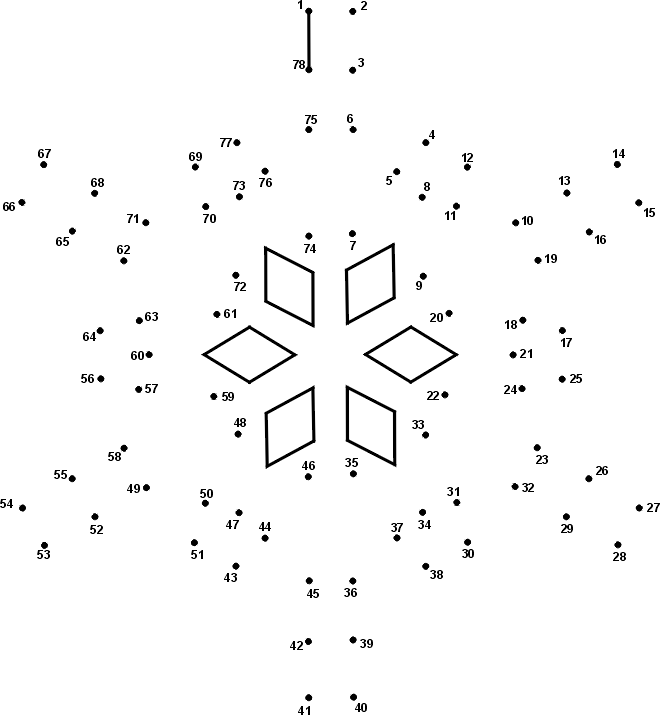 Snowflake Dot to Dot Printable Game Coloring Page