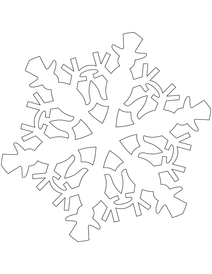 Snowflake Pattern with Snowman Coloring Page