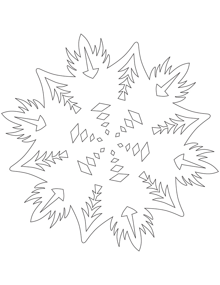 Snowflake with Abstract Pattern Coloring Page
