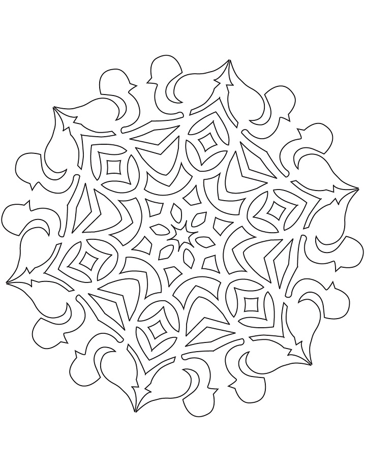 Snowflake with Bullfinch Bird Coloring Page