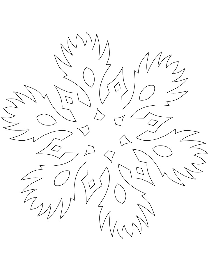 Snowflake with Burning Pattern Coloring Page