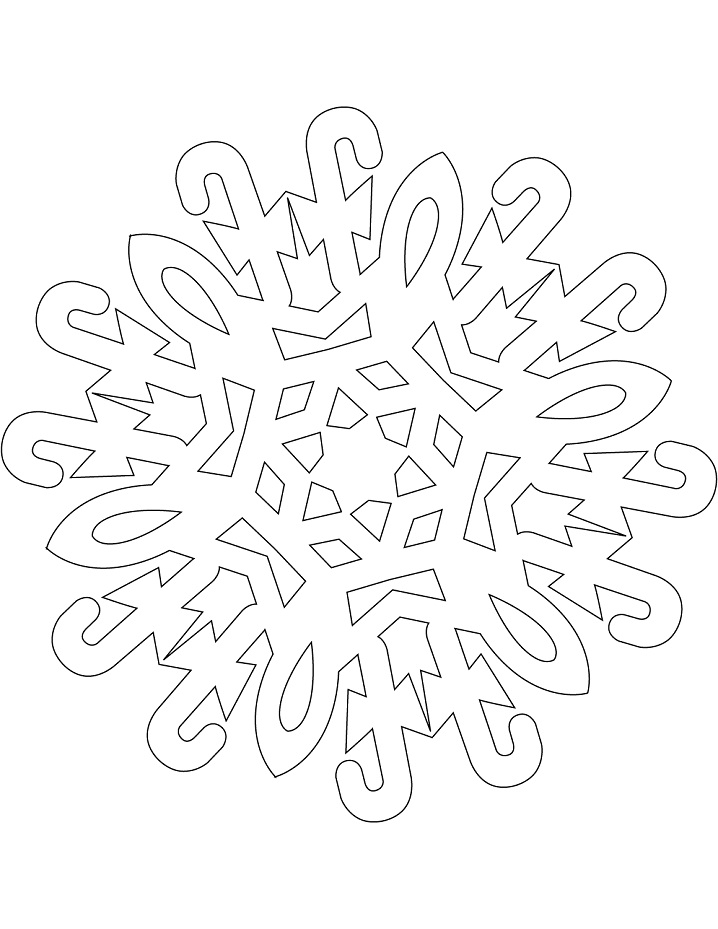 Snowflake with Caramel Cane Coloring Page
