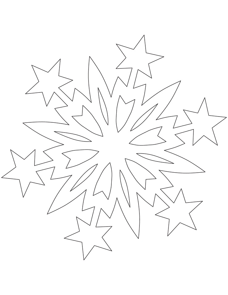 Snowflake with Christmas Stars Coloring Page