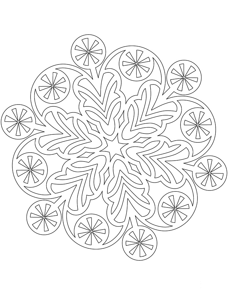 Snowflake with Lollipops Coloring Page
