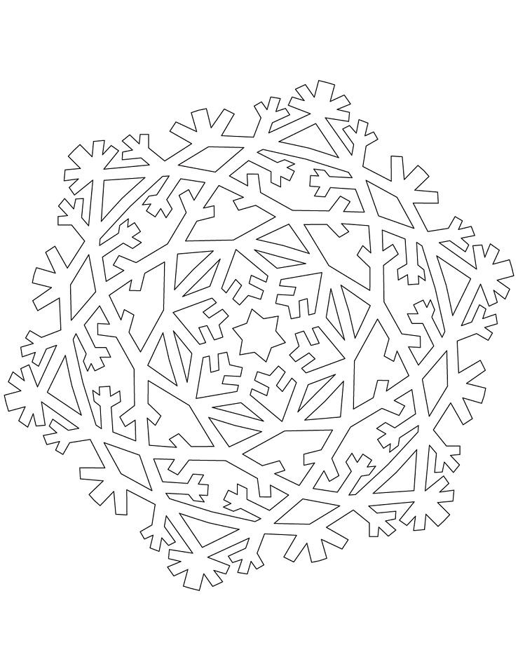 Snowflake with Many Crystals Coloring Page