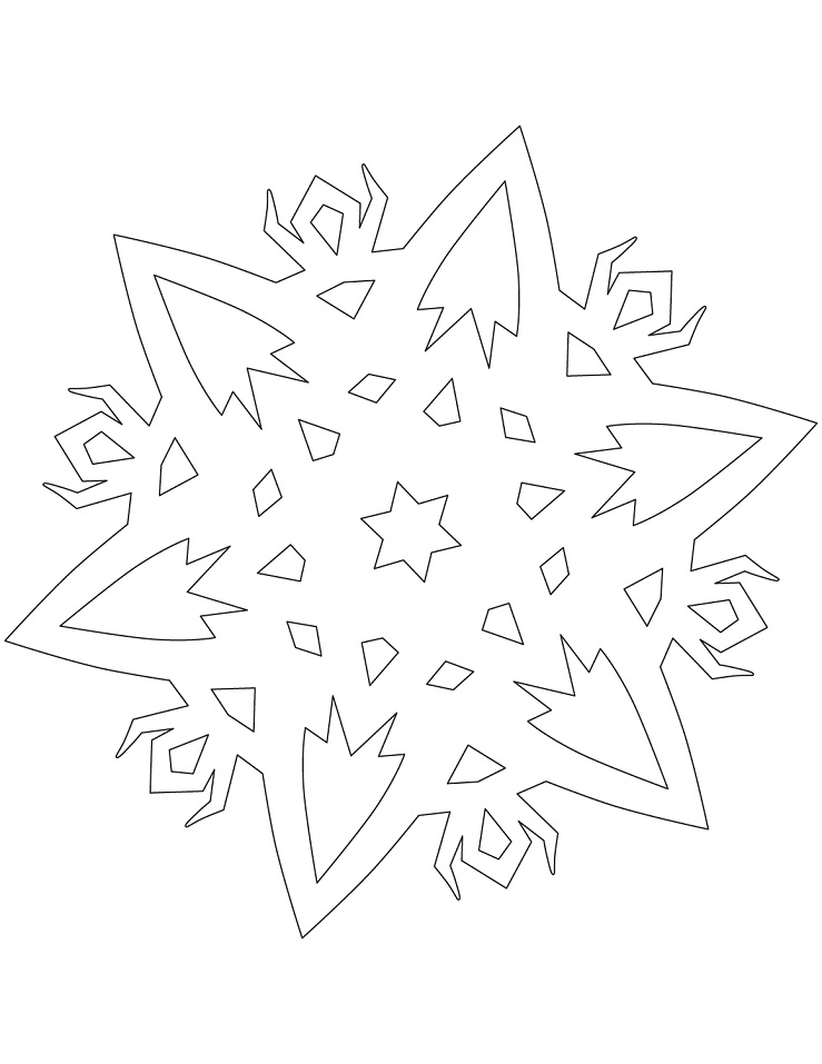 Snowflake with Ritual Creatures Coloring Page