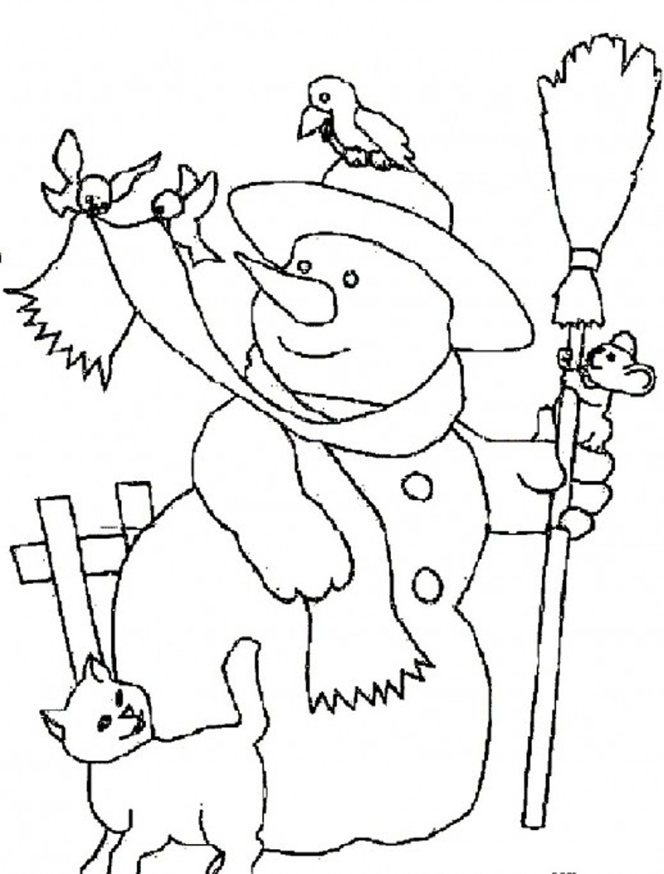 Snowman And Animals S Free744b Coloring Page